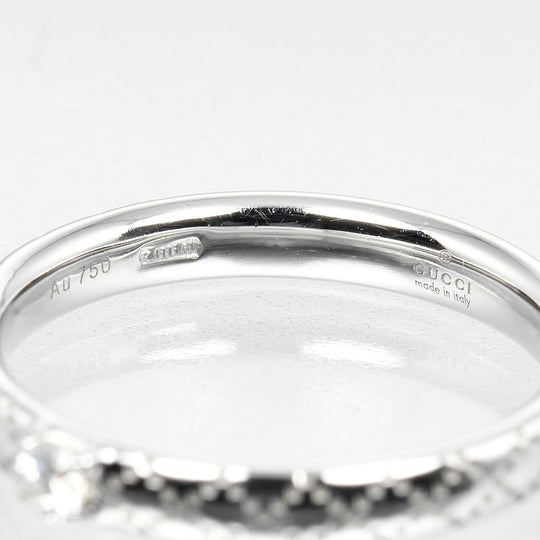GUCCI Ring K18 White Gold, Diamond Silver Diamantissima Women 7 Used Authentic