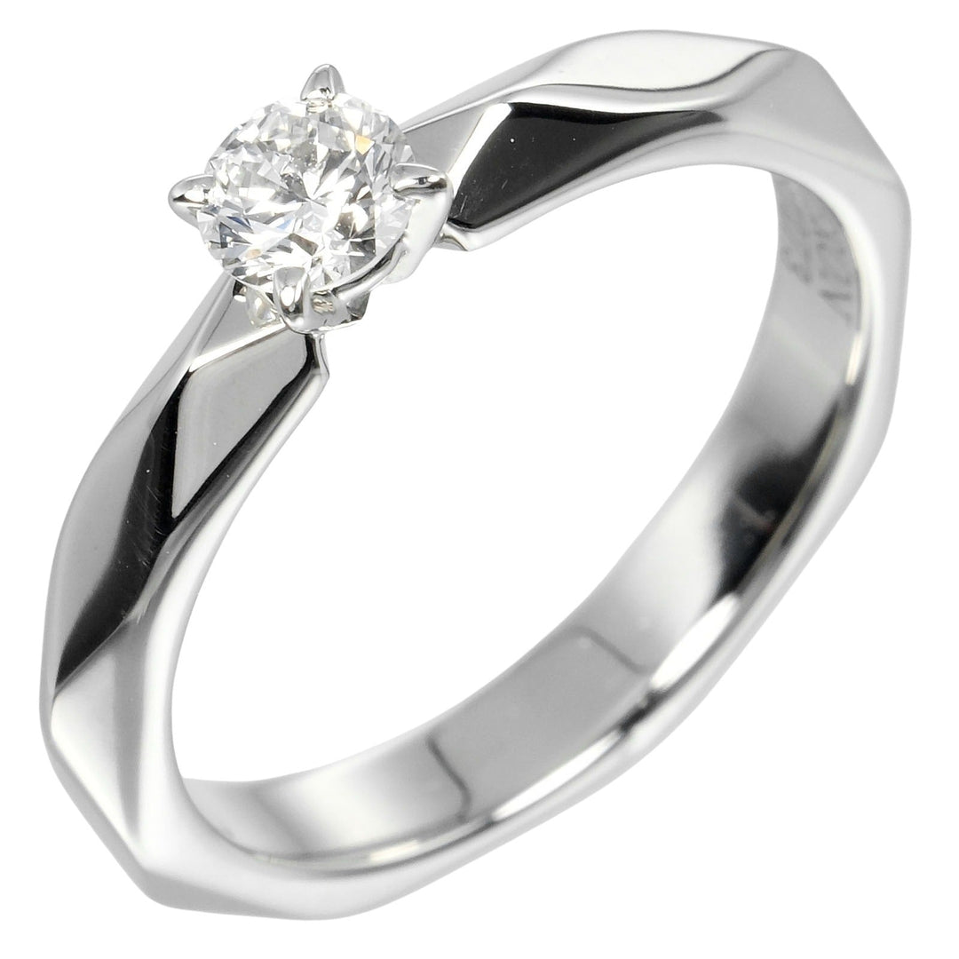 Boucheron Ring 0.21ct VVS1/E/VG Pt950Platinum, Diamond Silver Faceted Solitaire Women 46 Used Authentic