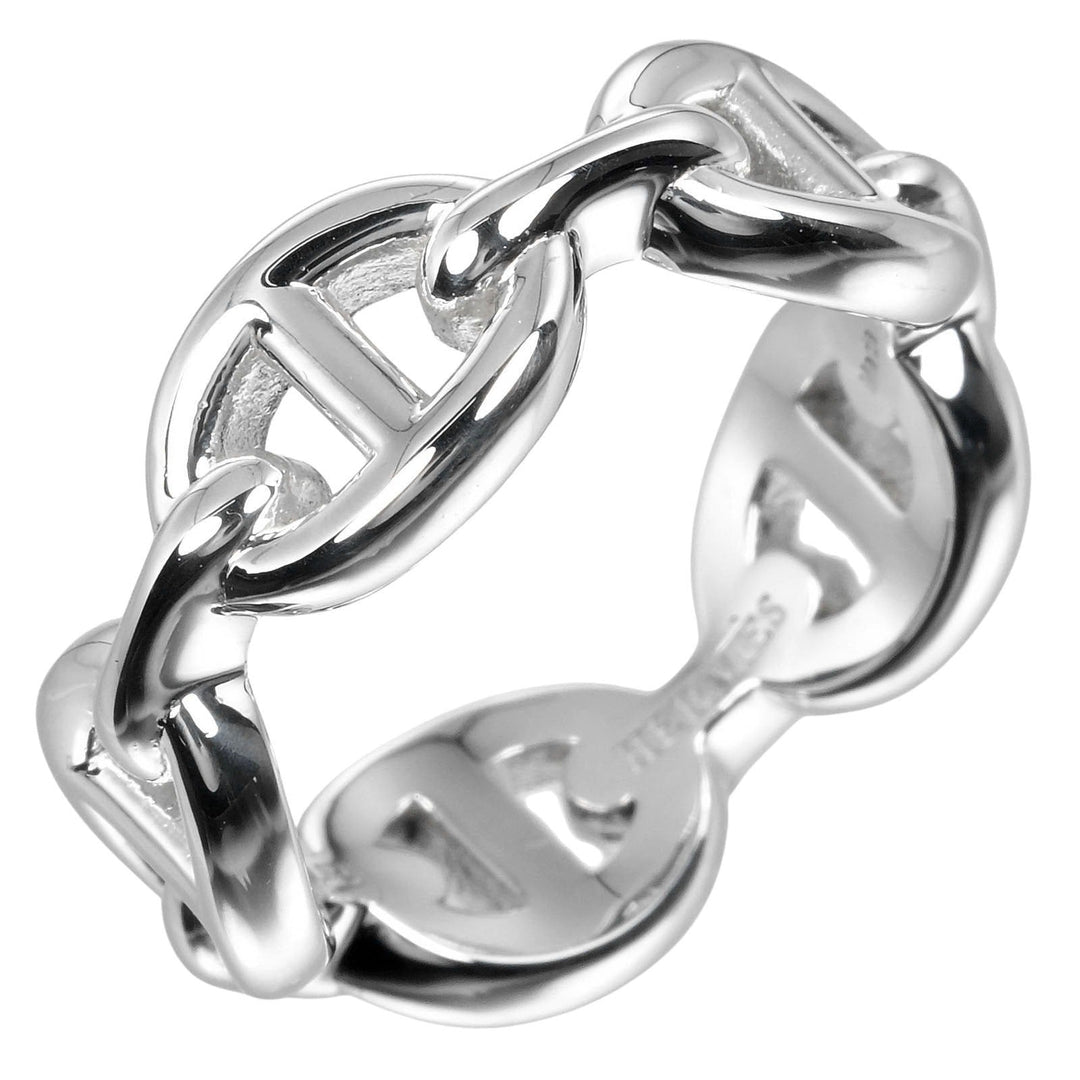 HERMES Ring Silver925 Silver Chene Dunkle Enchaine Women 50 Used Authentic