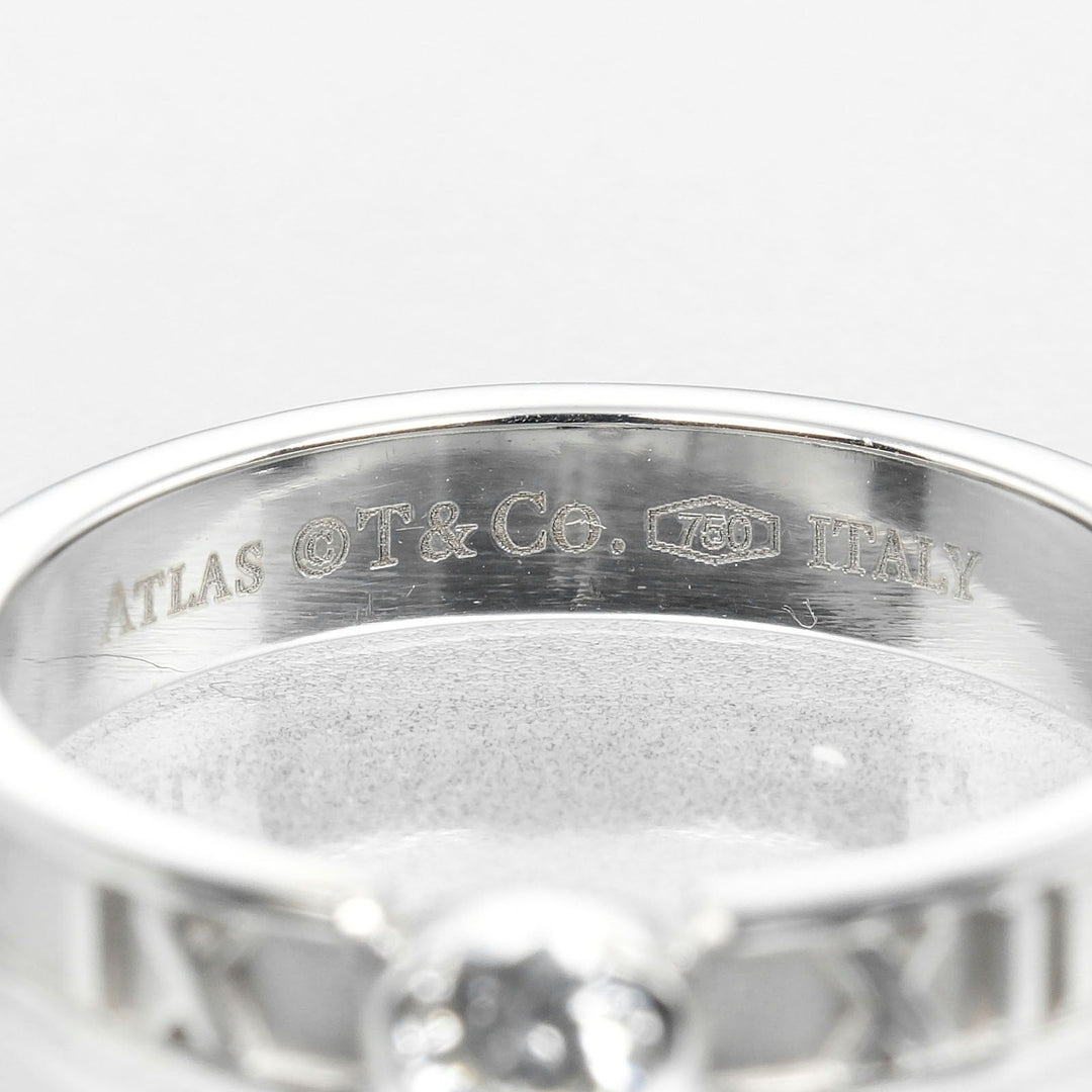 TIFFANY&Co. Ring K18 White Gold, Diamond Silver Atlas Narrow Women Used Authentic