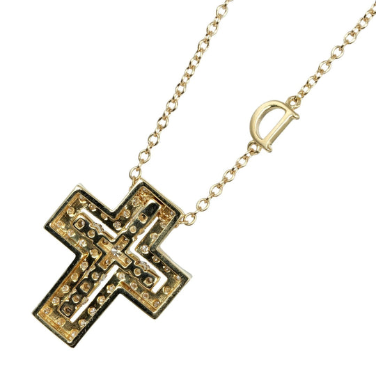 Damiani Necklace K18 Yellow Gold, Diamond Silver Belle Epoque XS Cross Women Used Authentic