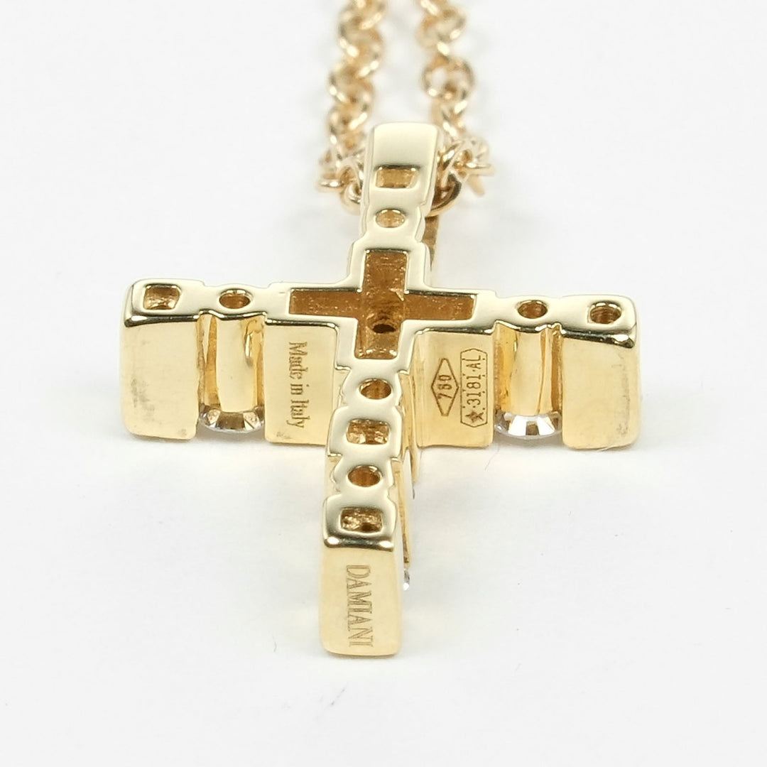 Damiani Necklace K18 Yellow Gold, Diamond Silver Belle Epoque XS Cross Women Used Authentic