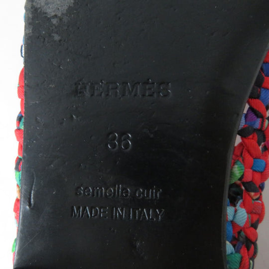 HERMES pumps silk multicolor Woven design Round toe 36