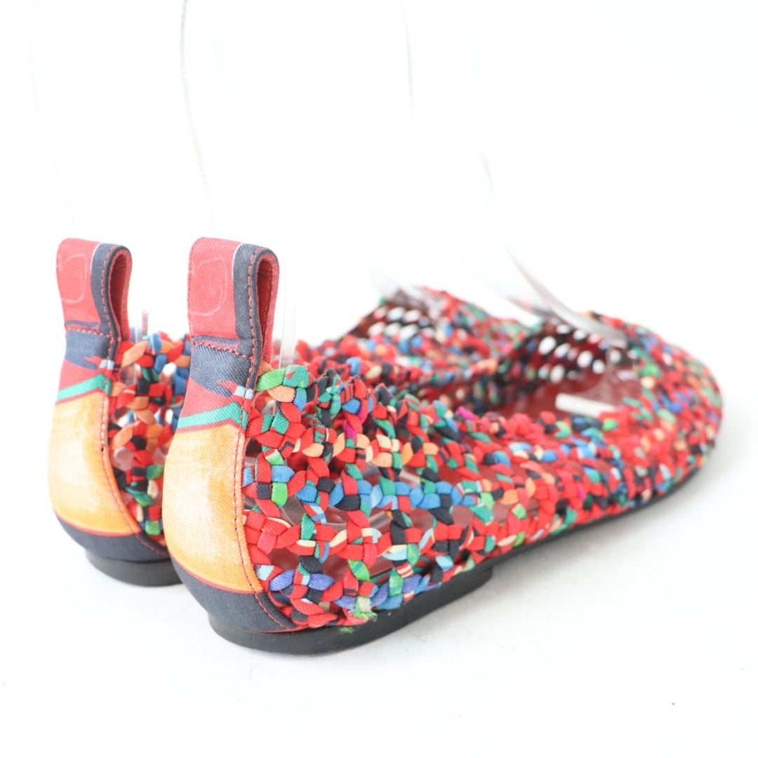 HERMES pumps silk multicolor Woven design Round toe 36