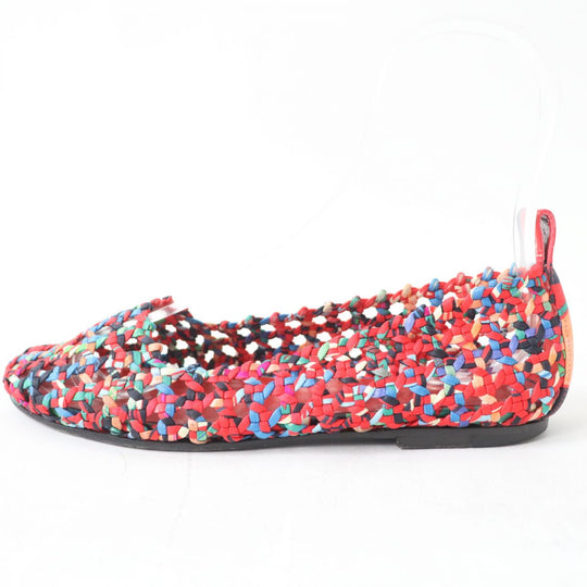 HERMES pumps silk multicolor Woven design Round toe 36