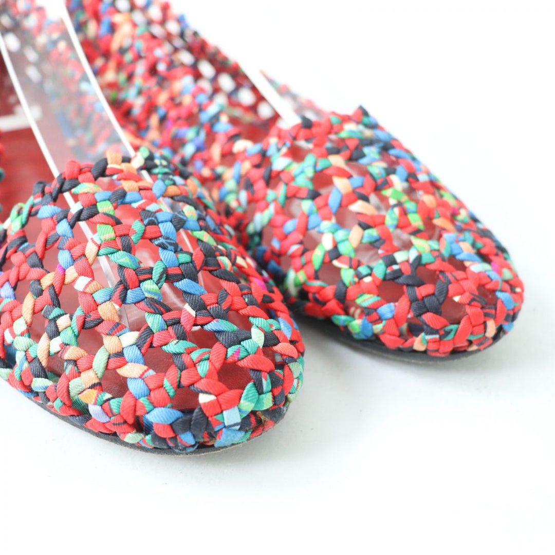 HERMES pumps silk multicolor Woven design Round toe 36