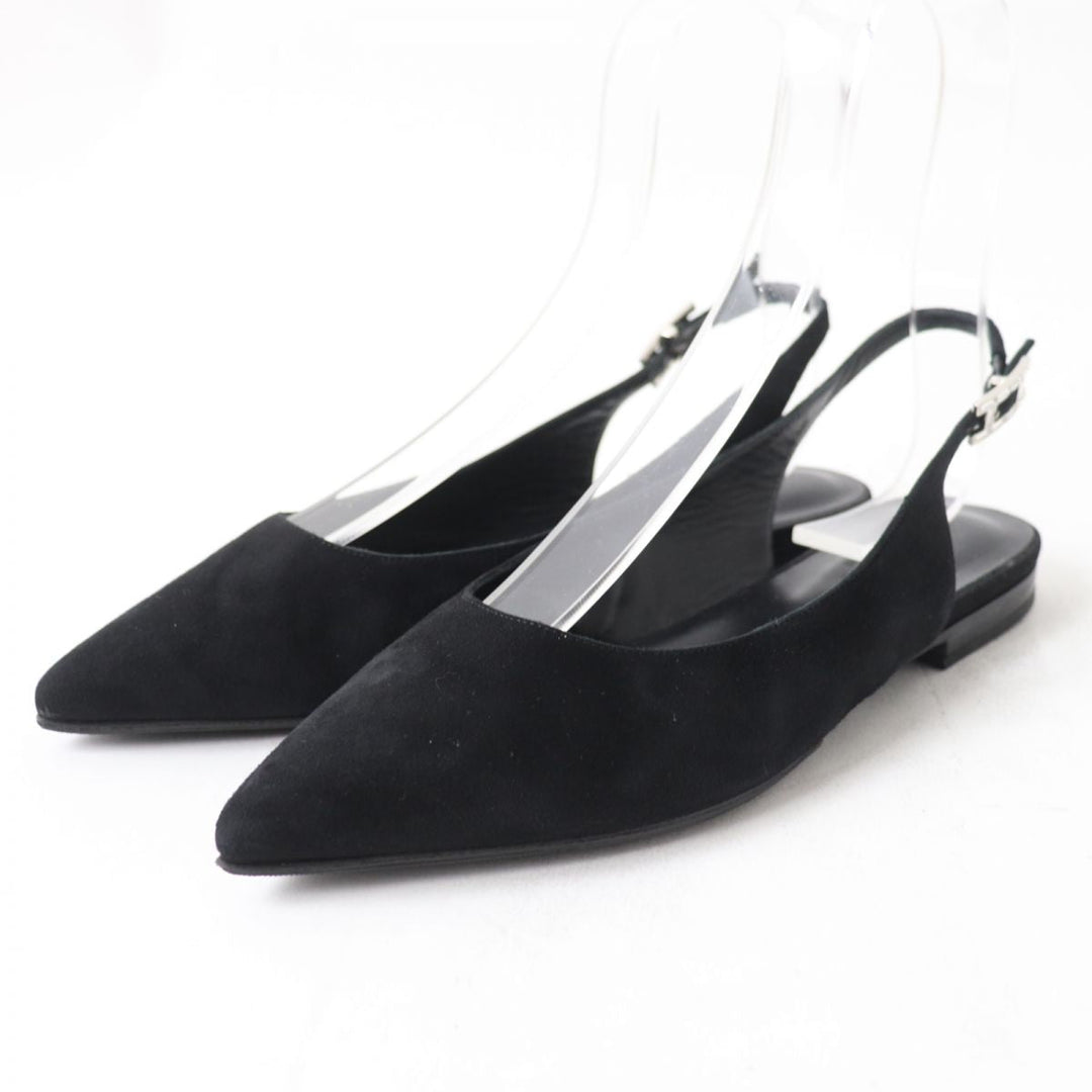 HERMES pumps Suede leather black 35
