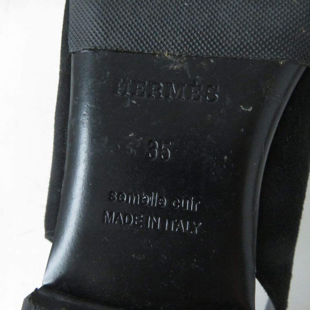 HERMES pumps Suede leather black 35