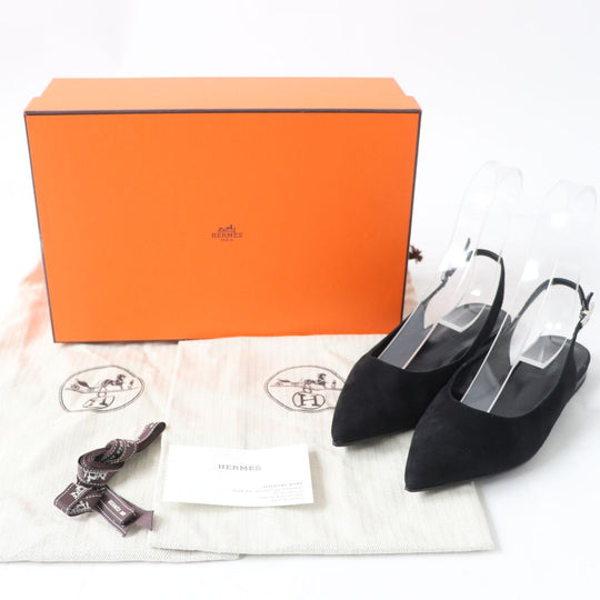 HERMES pumps Suede leather black 35