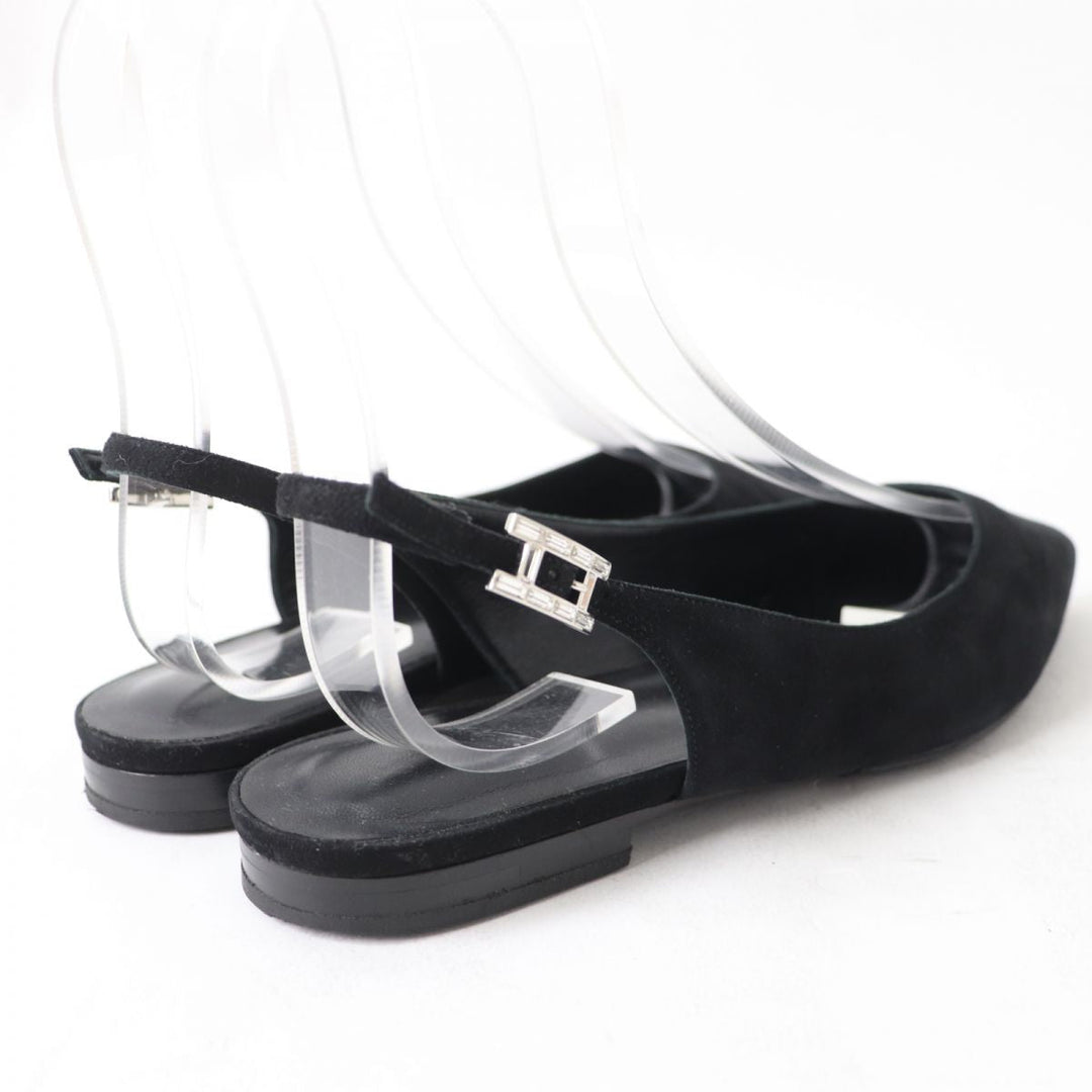 HERMES pumps Suede leather black 35