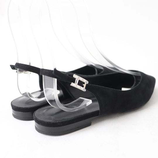 HERMES pumps Suede leather black 35