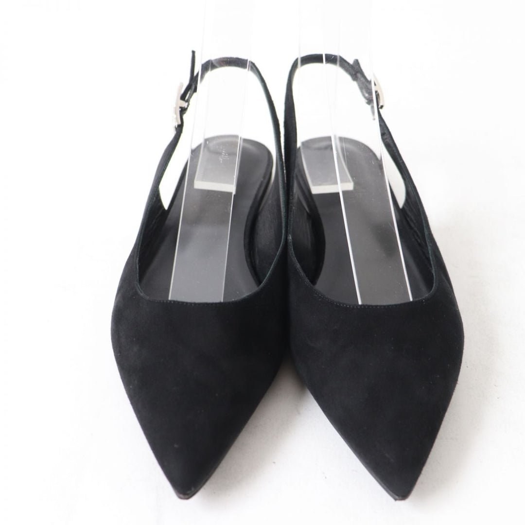 HERMES pumps Suede leather black 35
