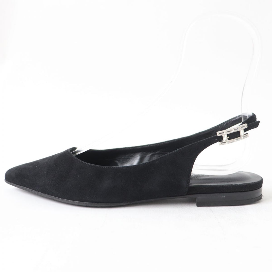 HERMES pumps Suede leather black 35