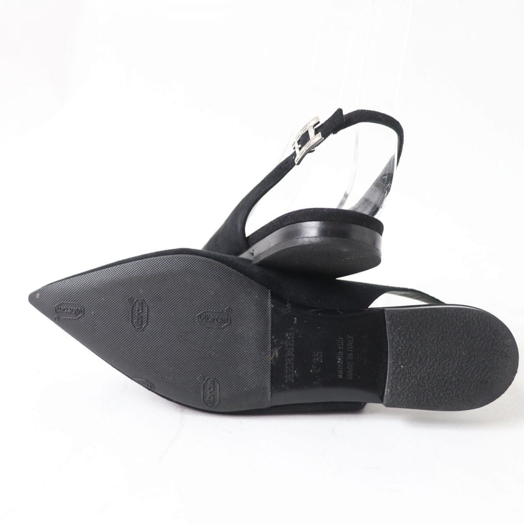 HERMES pumps Suede leather black 35
