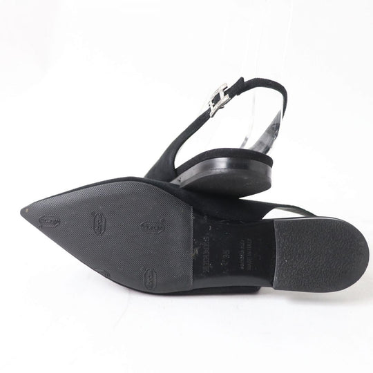 HERMES pumps Suede leather black 35