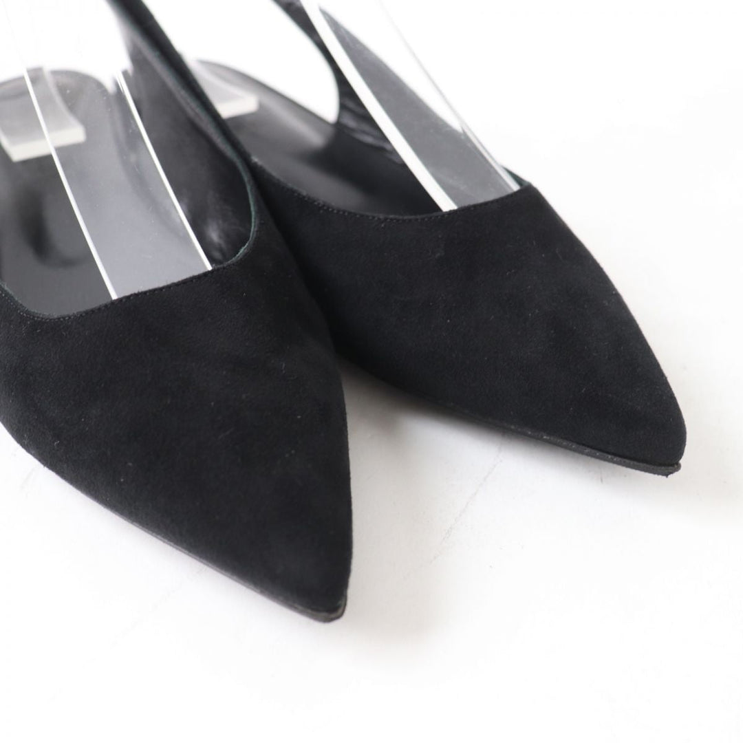 HERMES pumps Suede leather black 35