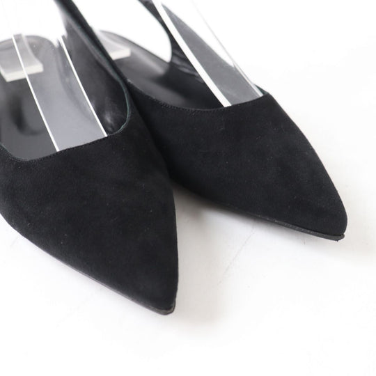 HERMES pumps Suede leather black 35
