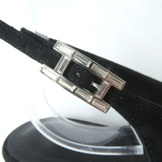 HERMES pumps Suede leather black 35