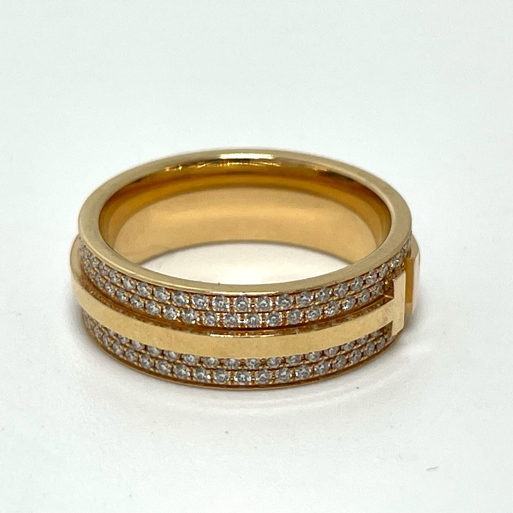 TIFFANY&Co. Ring 750PG(K18PG), Diamond gold T TWO wide Women Used Authentic