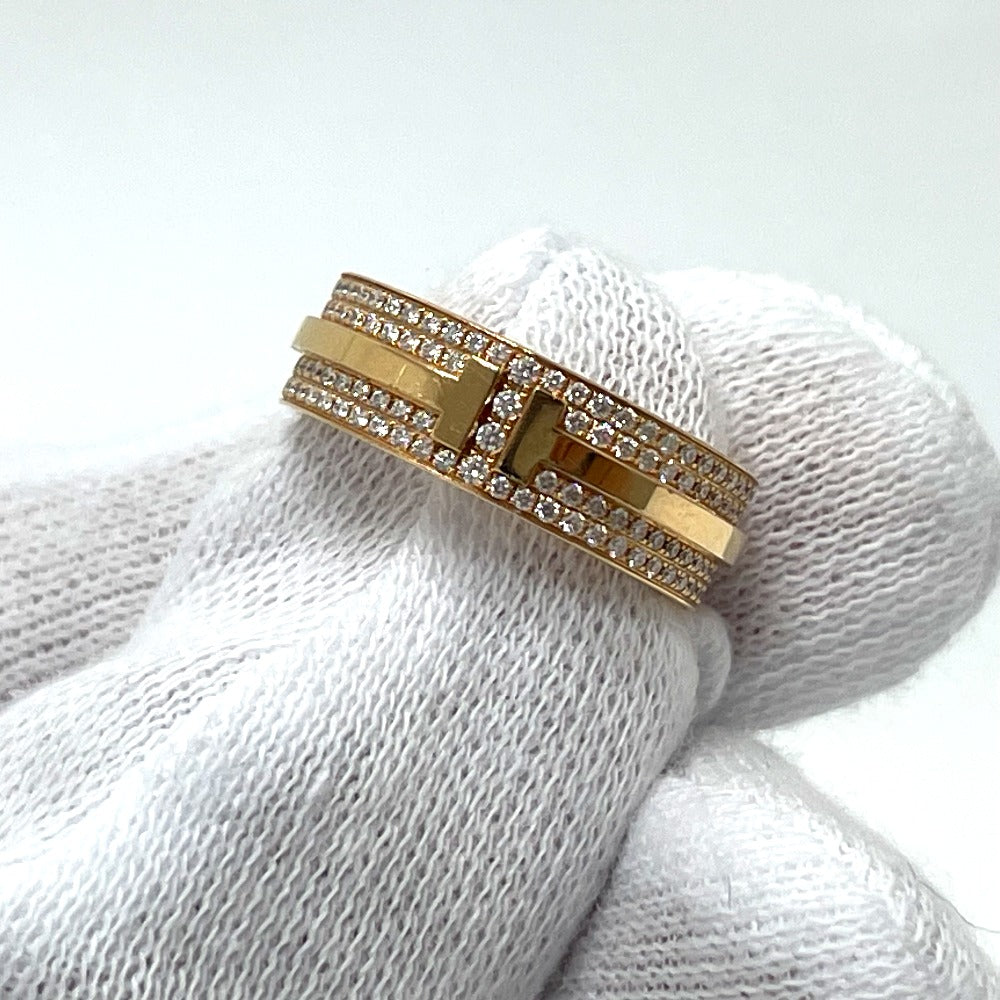 TIFFANY&Co. Ring 750PG(K18PG), Diamond gold T TWO wide Women Used Authentic