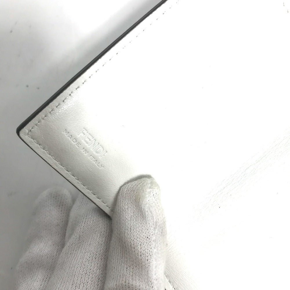 FENDI Trifold wallet 8M0395 leather white logo mini compact wallet Women Used Authentic