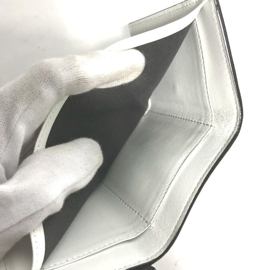 FENDI Trifold wallet 8M0395 leather white logo mini compact wallet Women Used Authentic