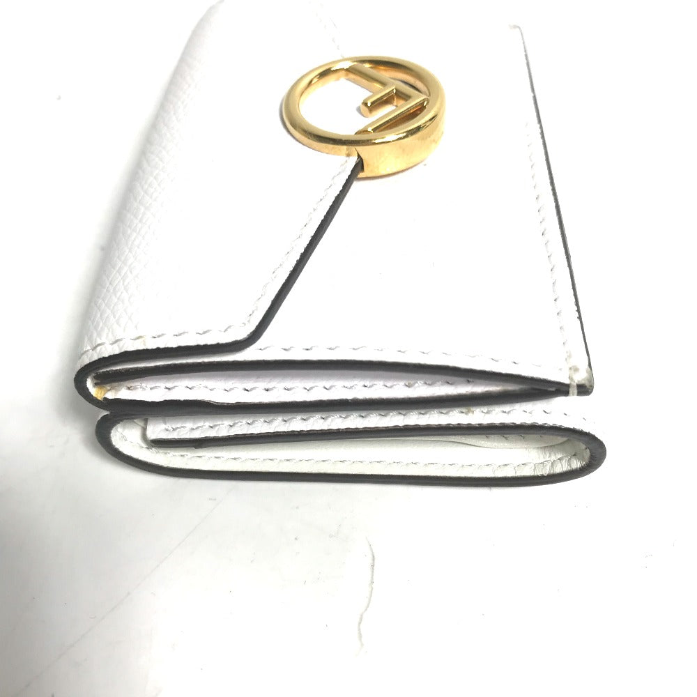 FENDI Trifold wallet 8M0395 leather white logo mini compact wallet Women Used Authentic