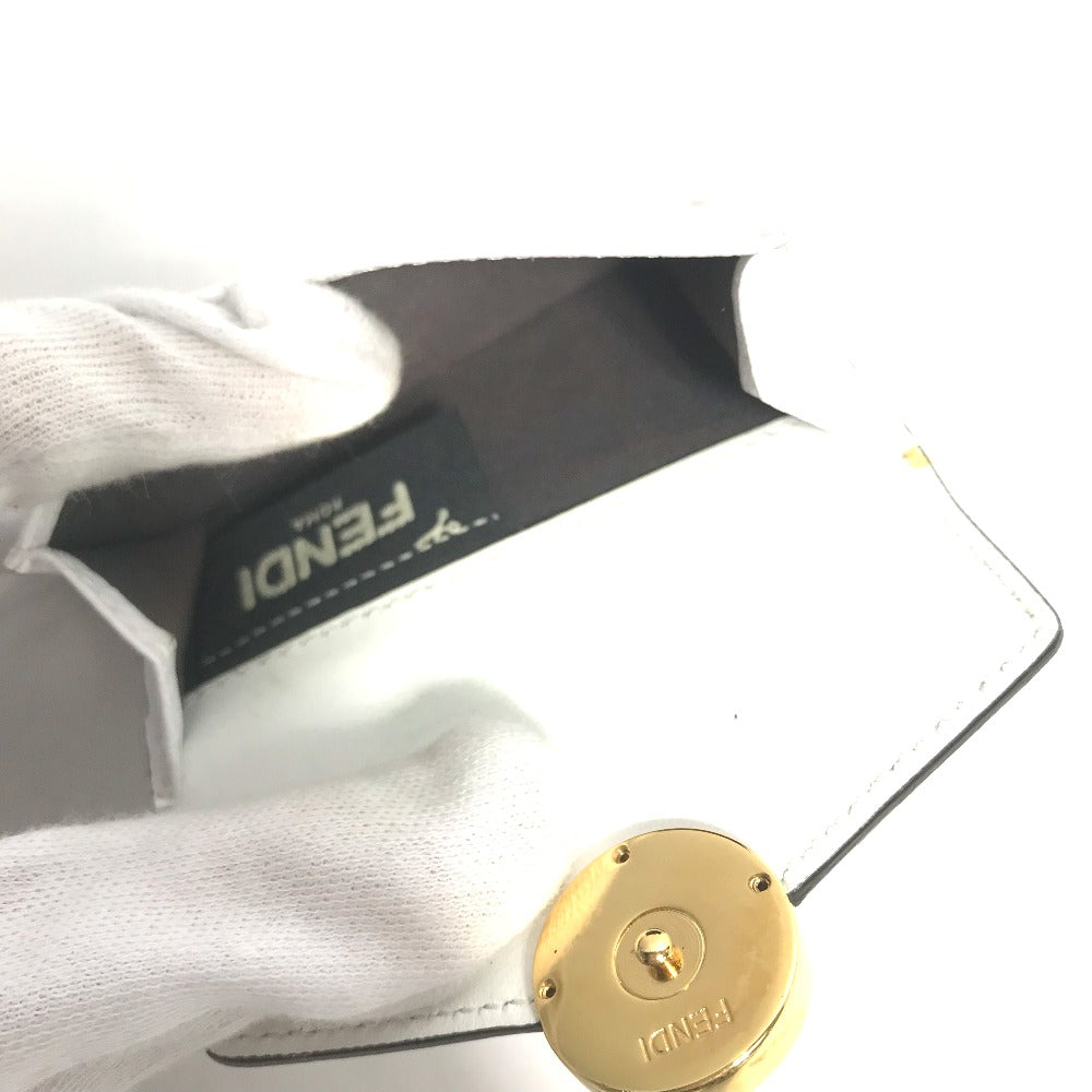 FENDI Trifold wallet 8M0395 leather white logo mini compact wallet Women Used Authentic