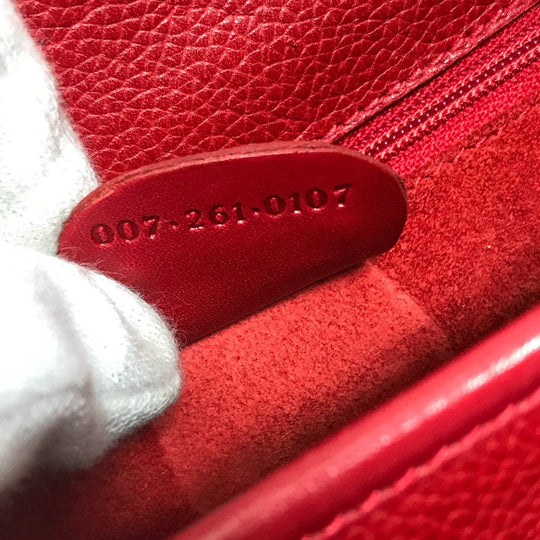 GUCCI Shoulder Bag 007.261.0107 leather Red Old Gucci Interlocking G mens Used Authentic