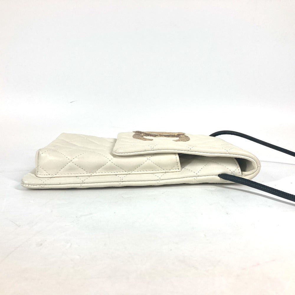 CHANEL Shoulder Bag leather white Cambon line CC COCO Mark Women Used Authentic