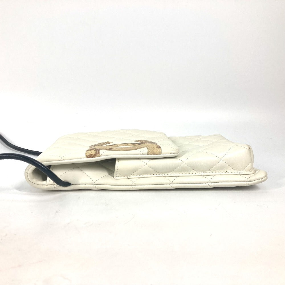 CHANEL Shoulder Bag leather white Cambon line CC COCO Mark Women Used Authentic