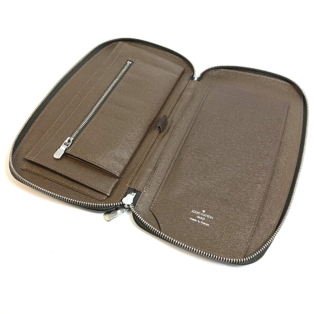 LOUIS VUITTON Travel case M30658 Taiga Leather Dark brown Taiga Organizer Atoll mens Used Authentic