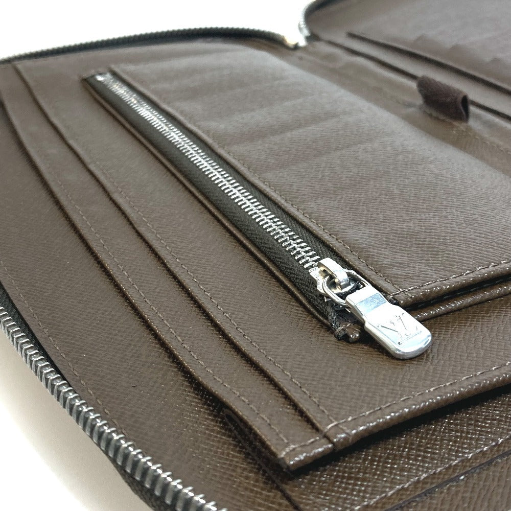 LOUIS VUITTON Travel case M30658 Taiga Leather Dark brown Taiga Organizer Atoll mens Used Authentic