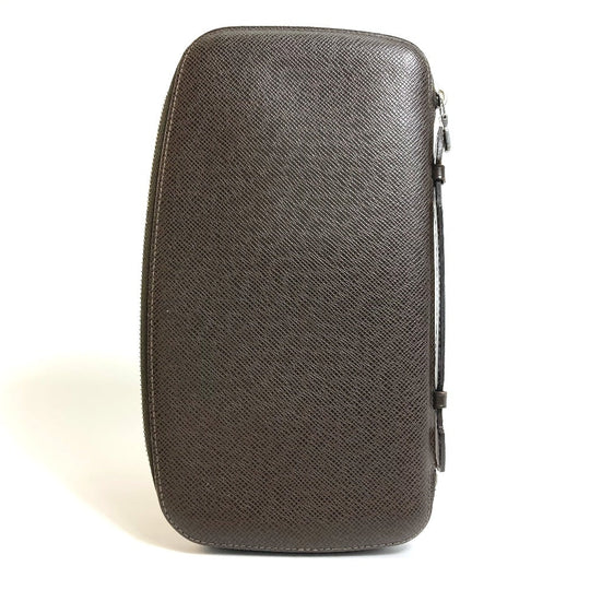 LOUIS VUITTON Travel case M30658 Taiga Leather Dark brown Taiga Organizer Atoll mens Used Authentic