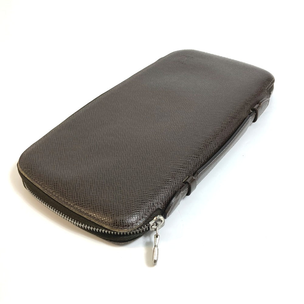 LOUIS VUITTON Travel case M30658 Taiga Leather Dark brown Taiga Organizer Atoll mens Used Authentic
