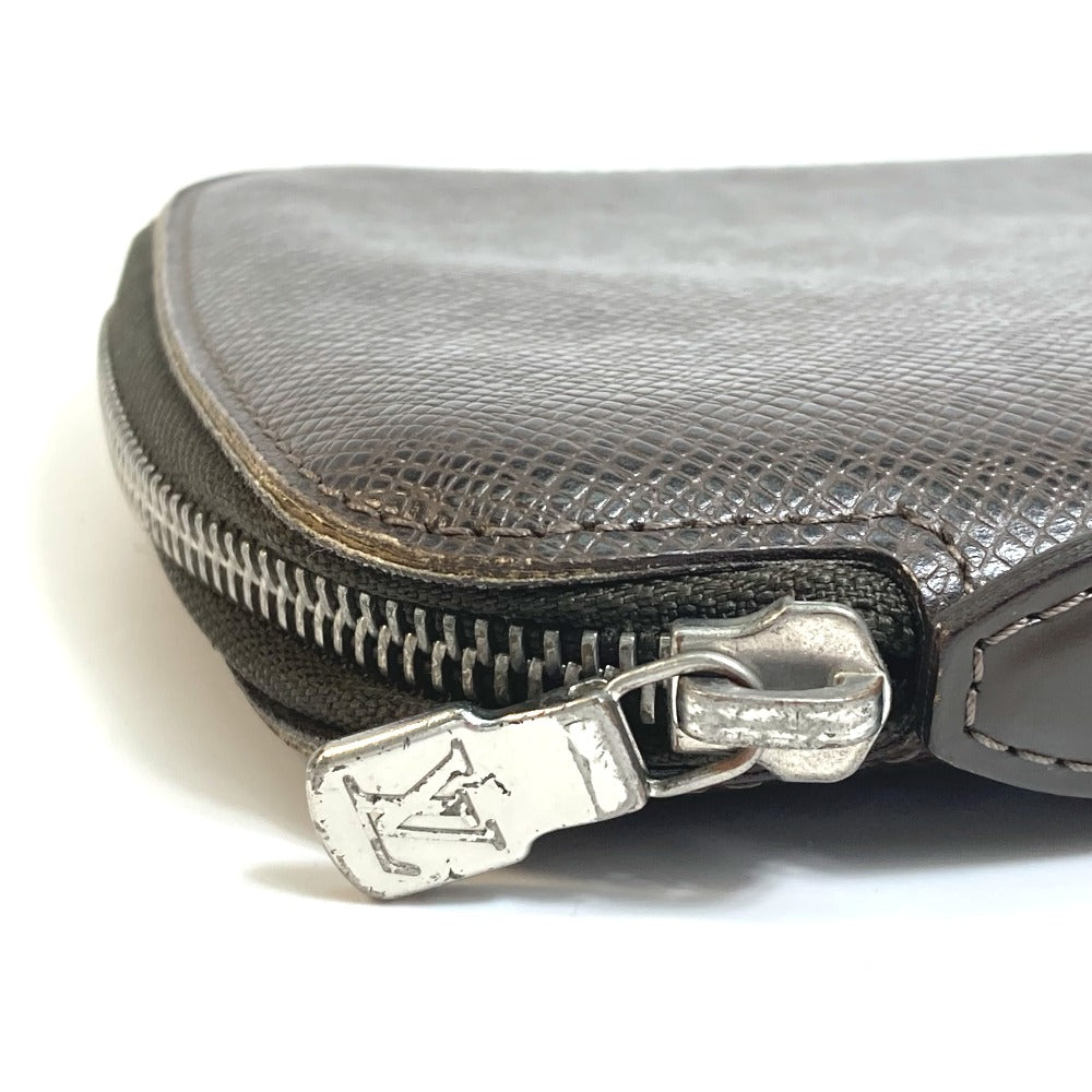 LOUIS VUITTON Travel case M30658 Taiga Leather Dark brown Taiga Organizer Atoll mens Used Authentic