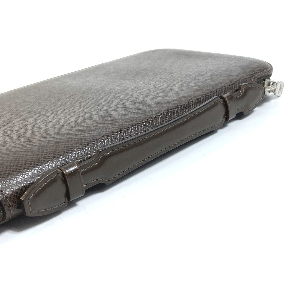 LOUIS VUITTON Travel case M30658 Taiga Leather Dark brown Taiga Organizer Atoll mens Used Authentic