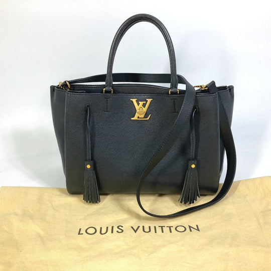 LOUIS VUITTON Tote Bag M54569 Calf leather black Rock meat Women Used Authentic