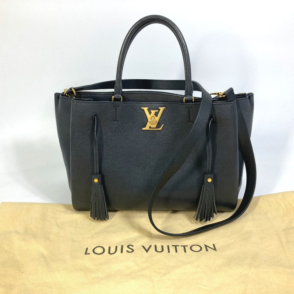 LOUIS VUITTON Tote Bag M54569 Calf leather black Rock meat Women Used Authentic