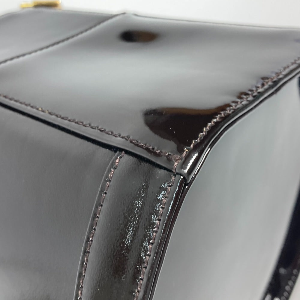 VERSACE Vanity bag Pony, Patent Leather Brown vintage Sunburst Vertical Women Used Authentic