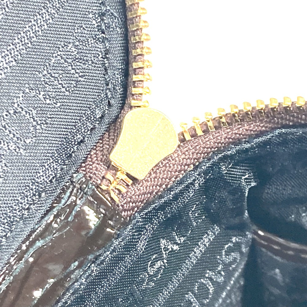 VERSACE Vanity bag Pony, Patent Leather Brown vintage Sunburst Vertical Women Used Authentic