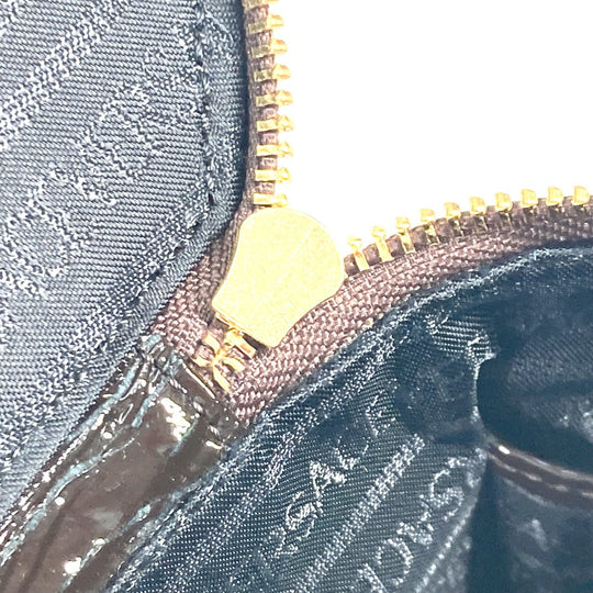 VERSACE Vanity bag Pony, Patent Leather Brown vintage Sunburst Vertical Women Used Authentic