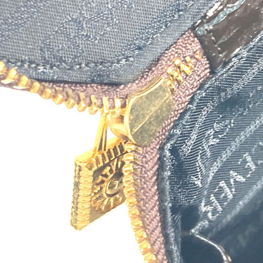 VERSACE Vanity bag Pony, Patent Leather Brown vintage Sunburst Vertical Women Used Authentic