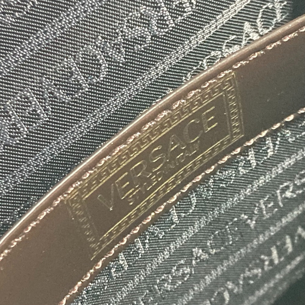 VERSACE Vanity bag Pony, Patent Leather Brown vintage Sunburst Vertical Women Used Authentic