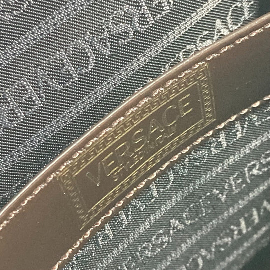 VERSACE Vanity bag Pony, Patent Leather Brown vintage Sunburst Vertical Women Used Authentic