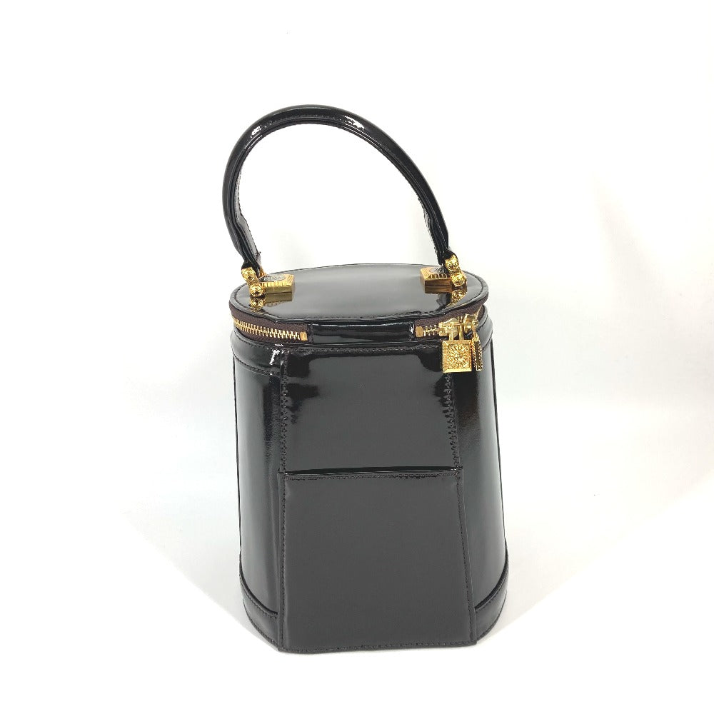 VERSACE Vanity bag Pony, Patent Leather Brown vintage Sunburst Vertical Women Used Authentic