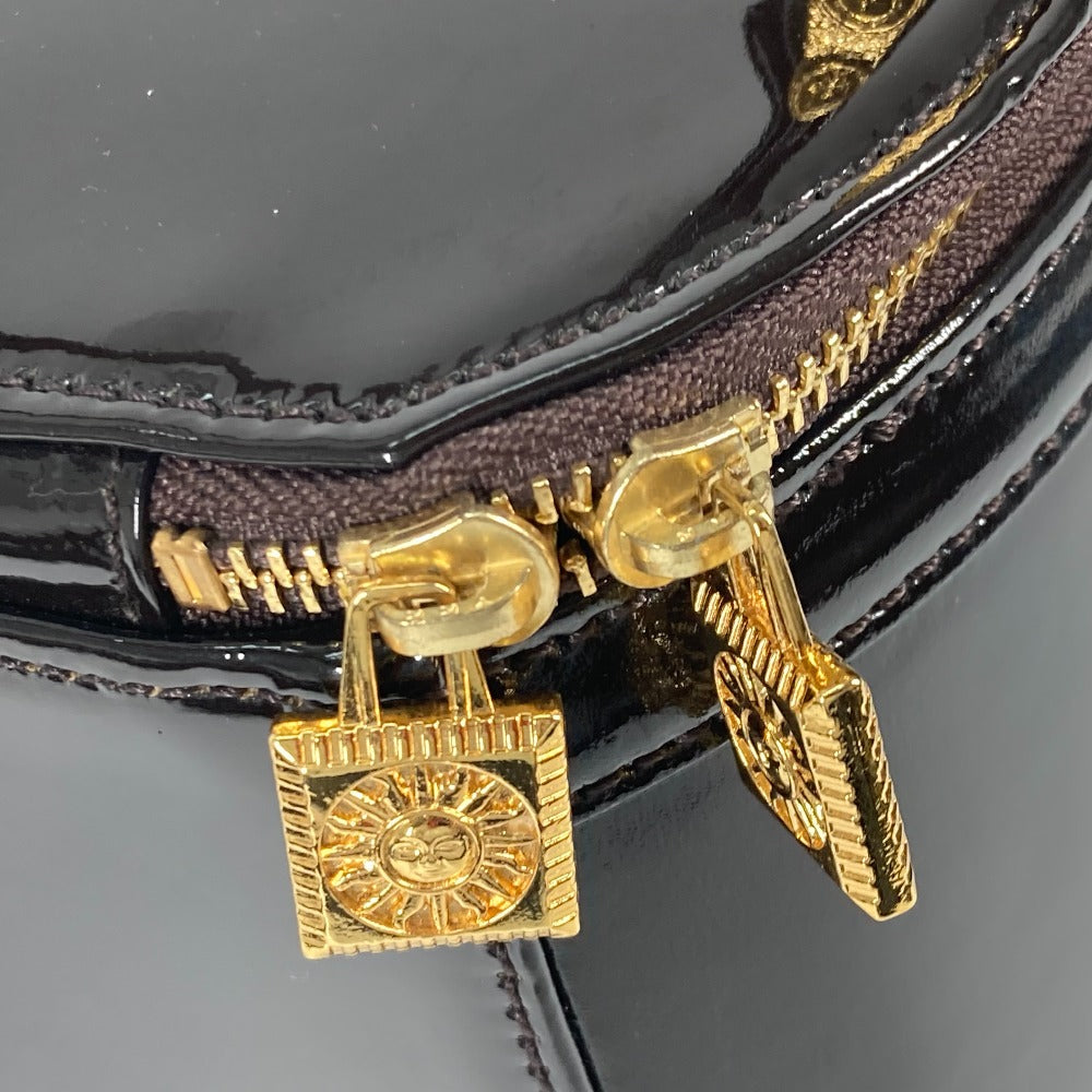 VERSACE Vanity bag Pony, Patent Leather Brown vintage Sunburst Vertical Women Used Authentic