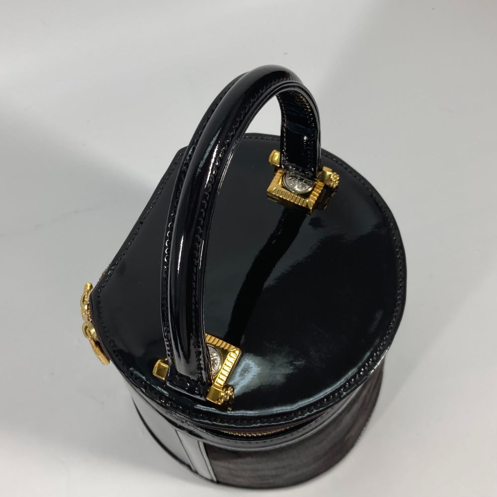 VERSACE Vanity bag Pony, Patent Leather Brown vintage Sunburst Vertical Women Used Authentic