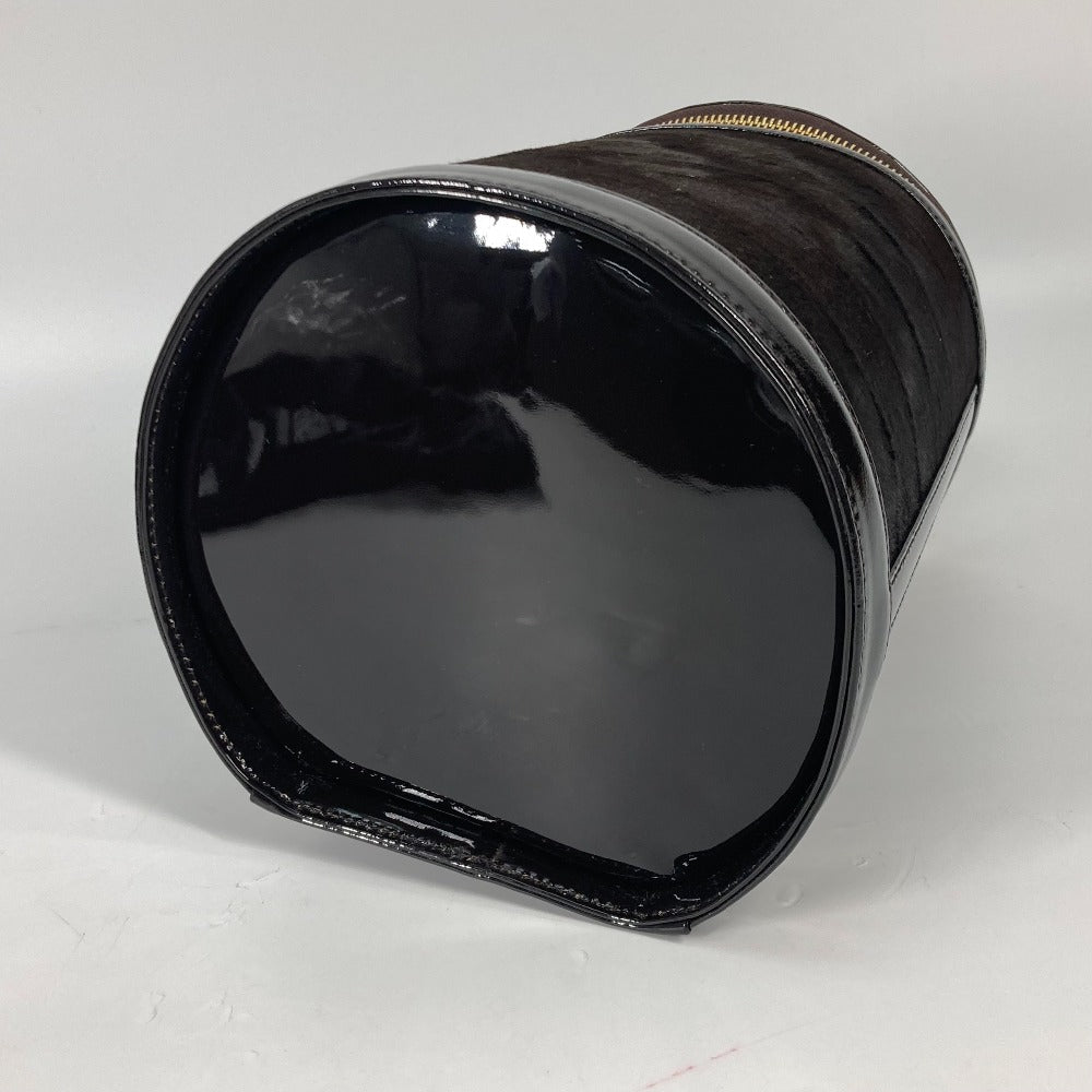 VERSACE Vanity bag Pony, Patent Leather Brown vintage Sunburst Vertical Women Used Authentic