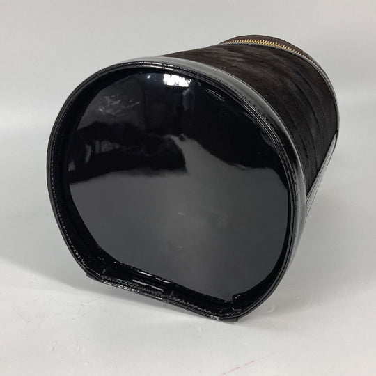 VERSACE Vanity bag Pony, Patent Leather Brown vintage Sunburst Vertical Women Used Authentic